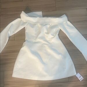 BNWT White bardot dress Boohoo Cream Off-Shoulder